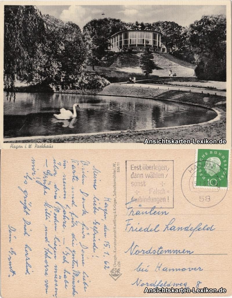 Postcard Hagen (Westphalia) Parkaus 1962