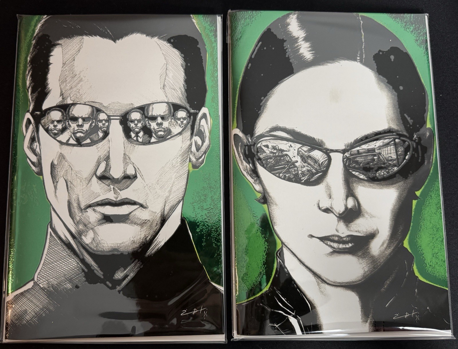 FAME: KEANU REEVES  SDCC EXCLUSIVE JONATHAN URIBE Neo/Trinity Set SDCC W/COA