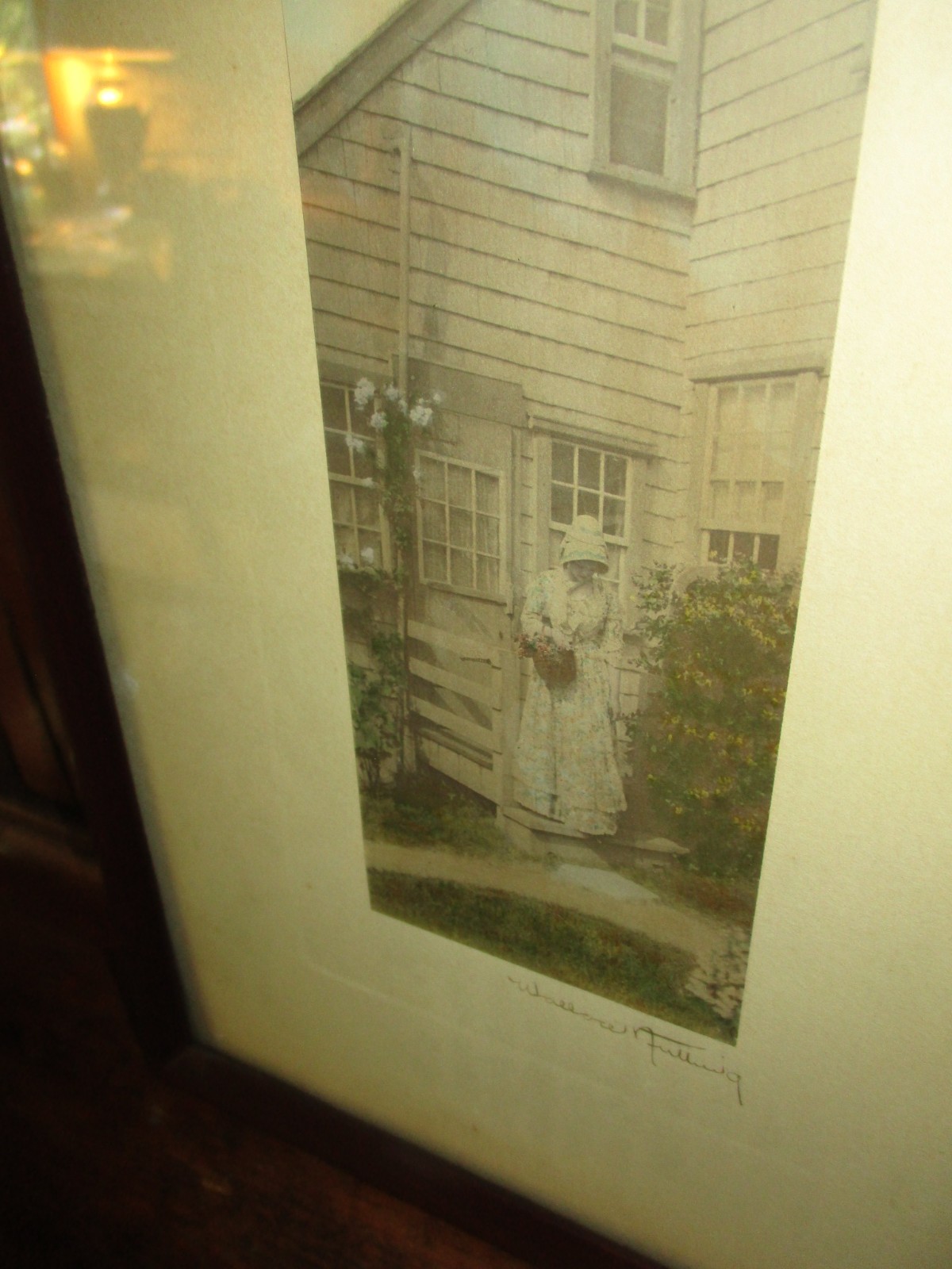 Antique Rare Wallace Nutting Photo Nantucket Sconset Mitchell Door Basket Purse
