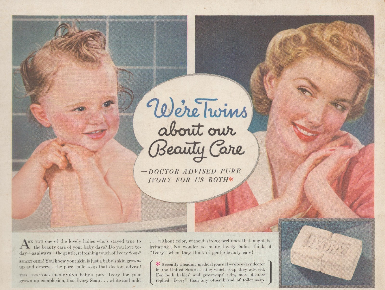 Vintage 1941 Ivory Soap Print Ad WWII Era Mother Baby 1940s Laundry Room Decor