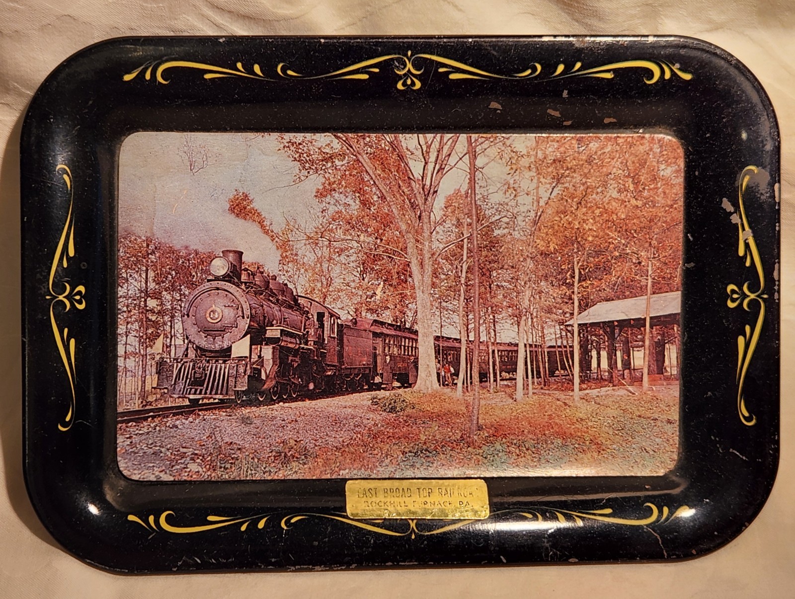 VINTAGE EAST BROAD TOP RAILROAD EBT RR METAL SOUVENIR TRAY ROCKHILL FURNACE PA VINTAGE EAST BROAD TOP RAILROAD EBT RR METAL SOUVENIR TRAY ROCKHILL FURNACE PA