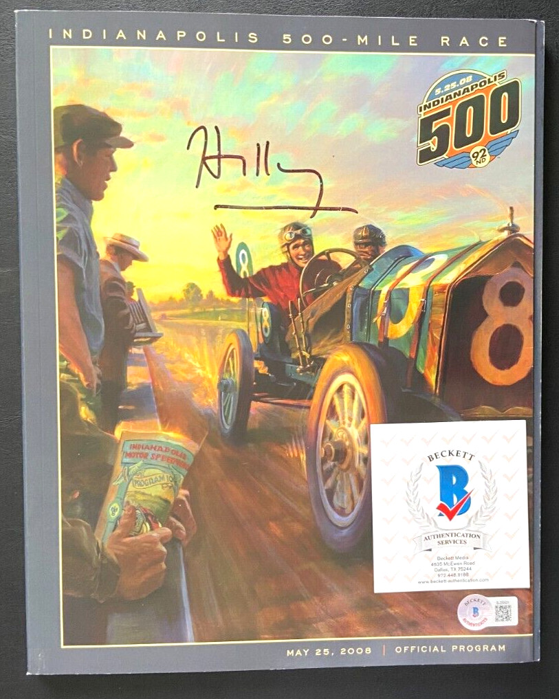 HILLARY CLINTON SIGNED 2008 INDIANAPOLIS INDY 500 PROGRAM FIRST LADY BILL BAS