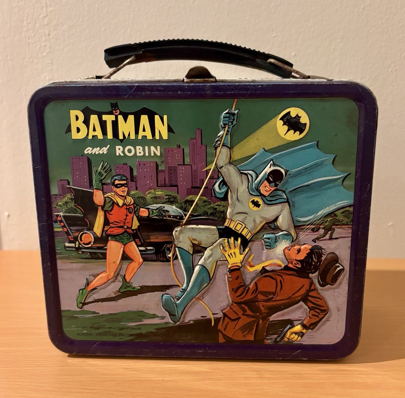 Vintage BATMAN Lunchbox - Robin Penguin Joker (1966) NO THERMOS and no wire clip