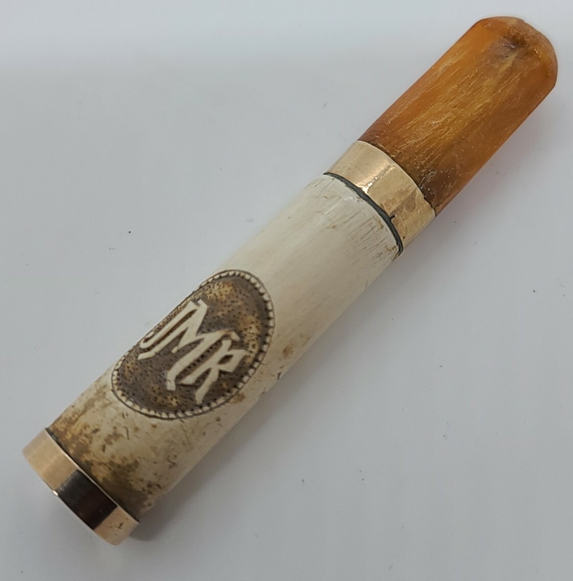 Antique Baltic Amber, Carved Meersham, & Gold Cigarette Cigar Cheroot Holder Antique Baltic Amber, Carved Meersham, & Gold Cigarette Cigar Cheroot Holder