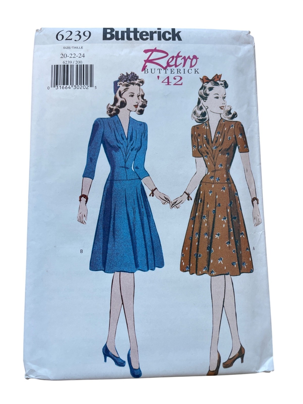 Vintage 90s Butterick 6239 Retro Sewing Pattern Size 20-22-24 Misses Dress UNCUT