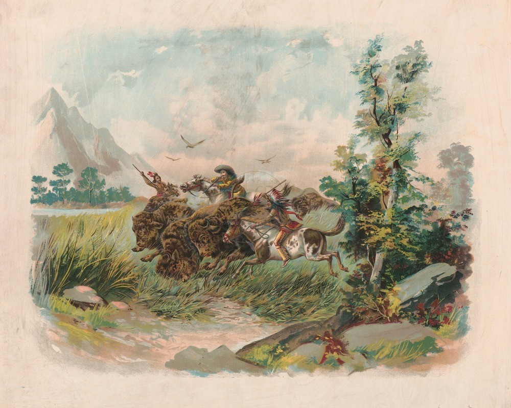 Buffalo Hunt in the Wild West 1897 8x10 Print HT5134316