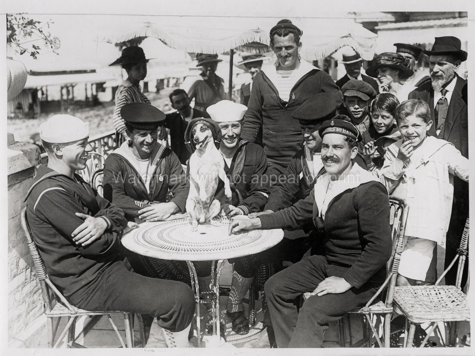 WW1 British French American Sailors Dog Allied Forces Vtg. Photo