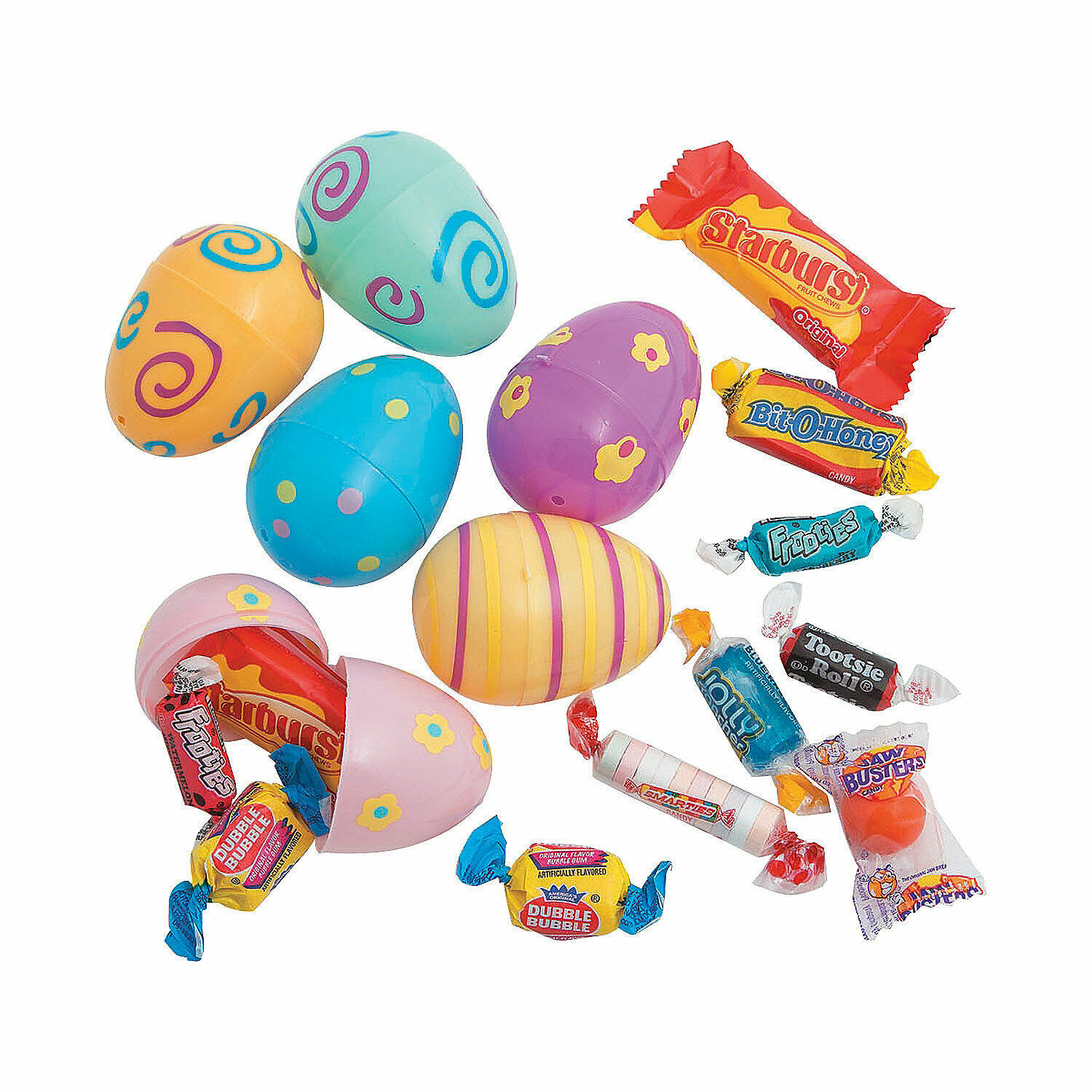 Pastel Printed Candy-Filled Plastic Easter Eggs - 24 Pc.