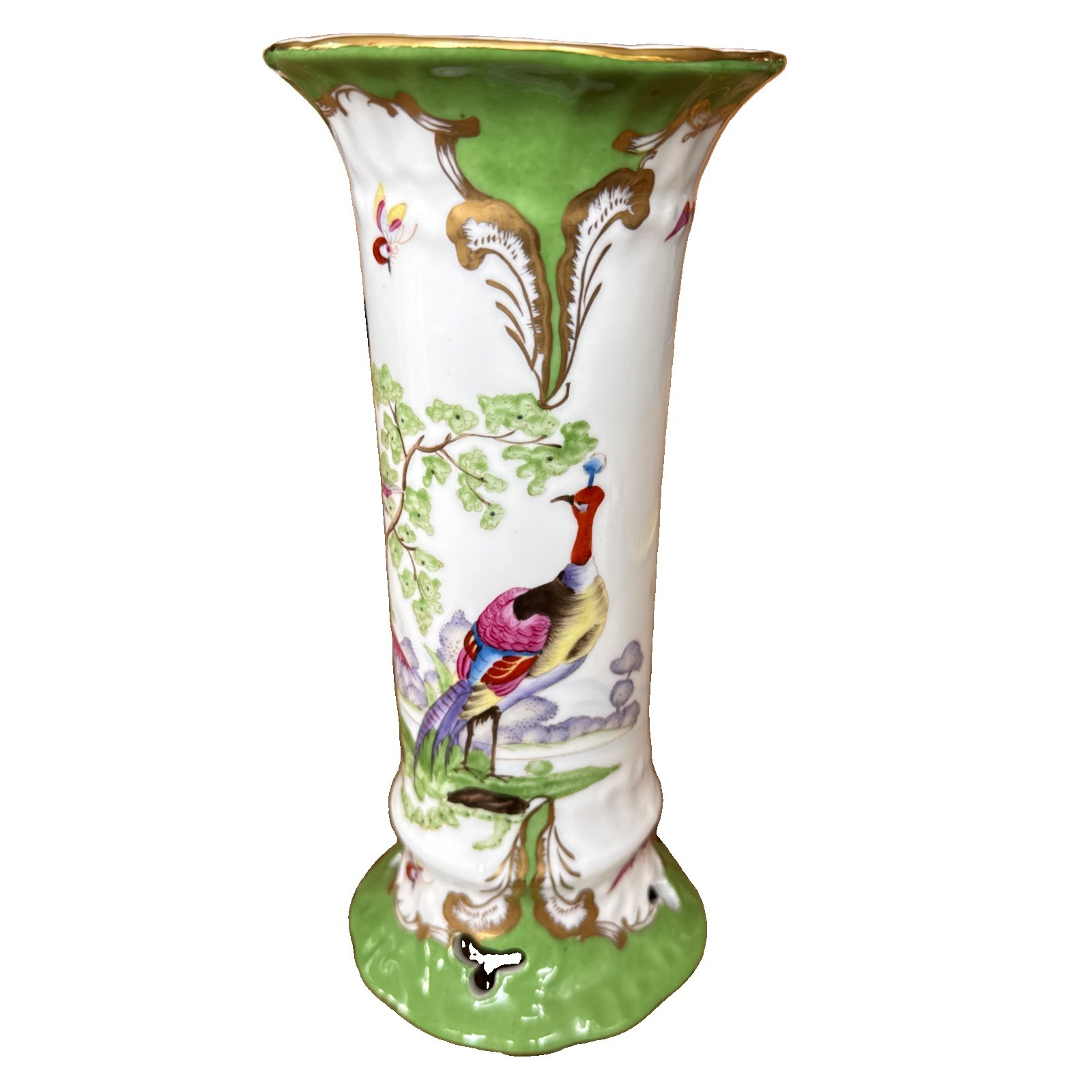 Vintage Chelsea House White & Gold Pheasant Vase, Beautiful Condition
