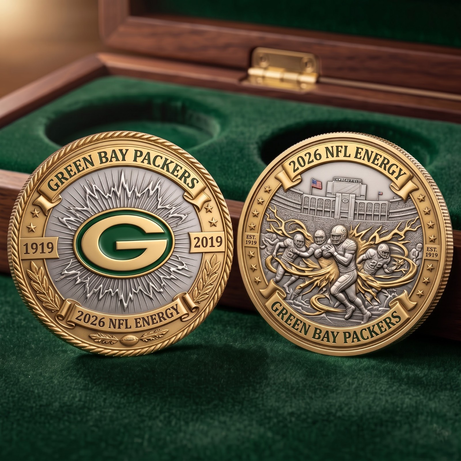 Green Bay Packers 2026 Commemorative Coin, Lambeau Field Football Collector Gift