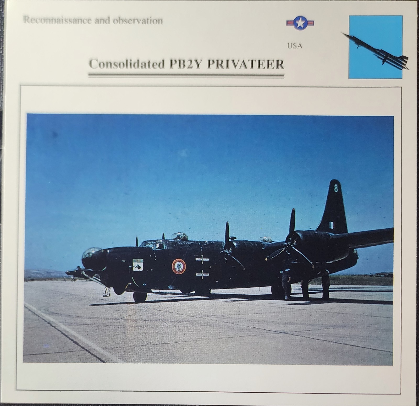 Consolidated PB2Y Privateer Picture Original Vtg Aircraft Collector Card