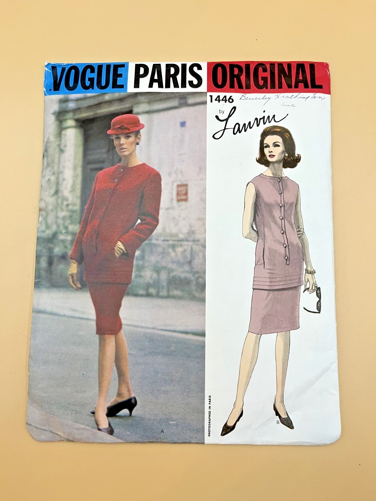 Vogue Paris Original 1446 Lanvin Pattern Uncut Size 16 Bust 36 1960s Suit Dress