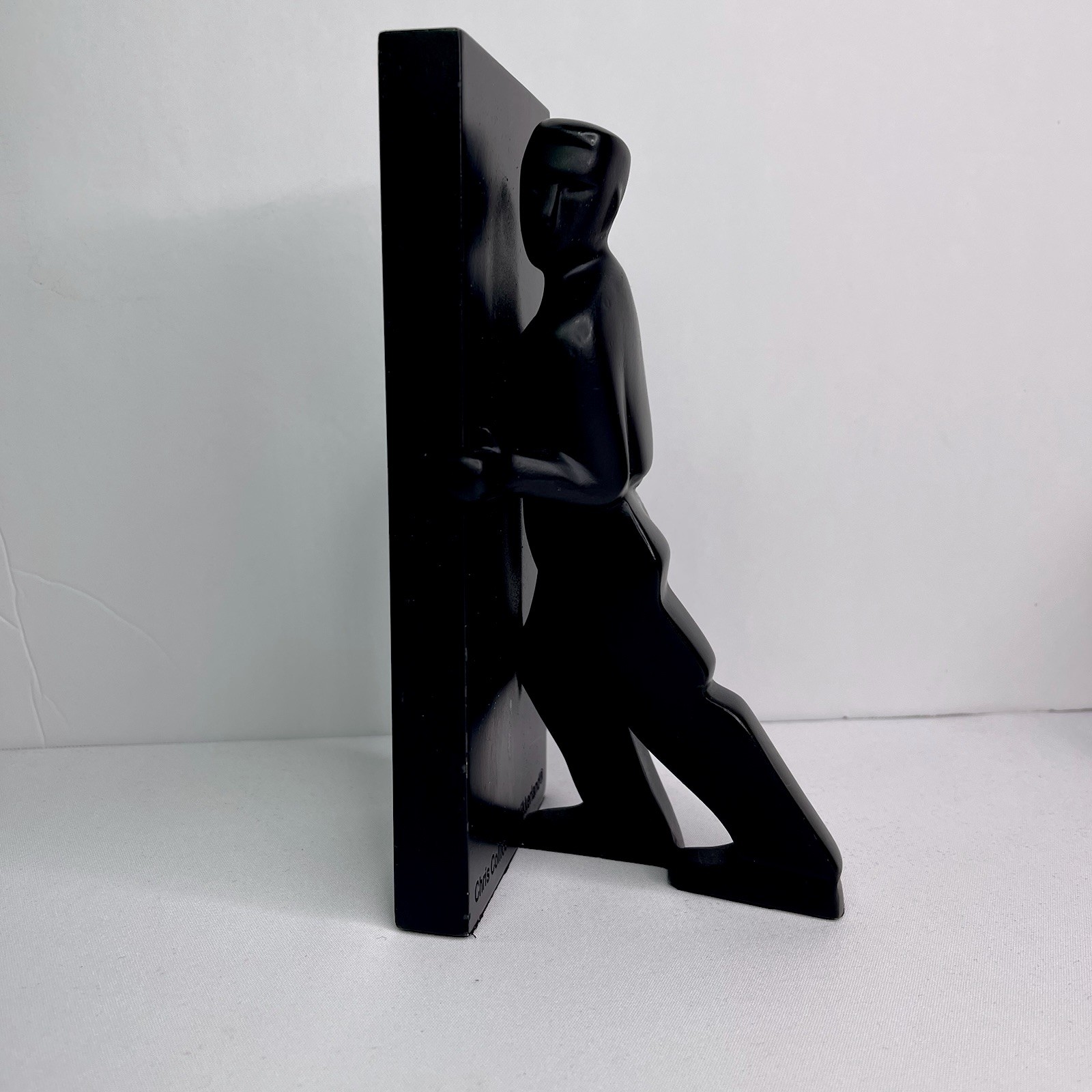Chris Collicott for Kikkerland Modernist Pushing Man Black Bookend 7.75\
