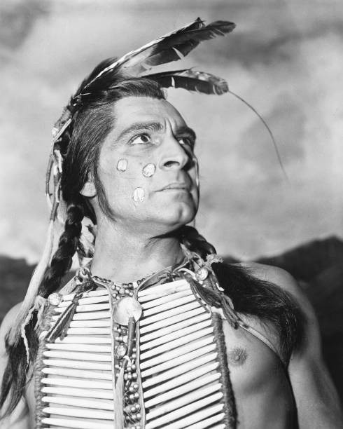 American actor Anthony Caruso plays a Native American chief 1960 Old Photo American actor Anthony Caruso plays a Native American chief 1960 Old Photo