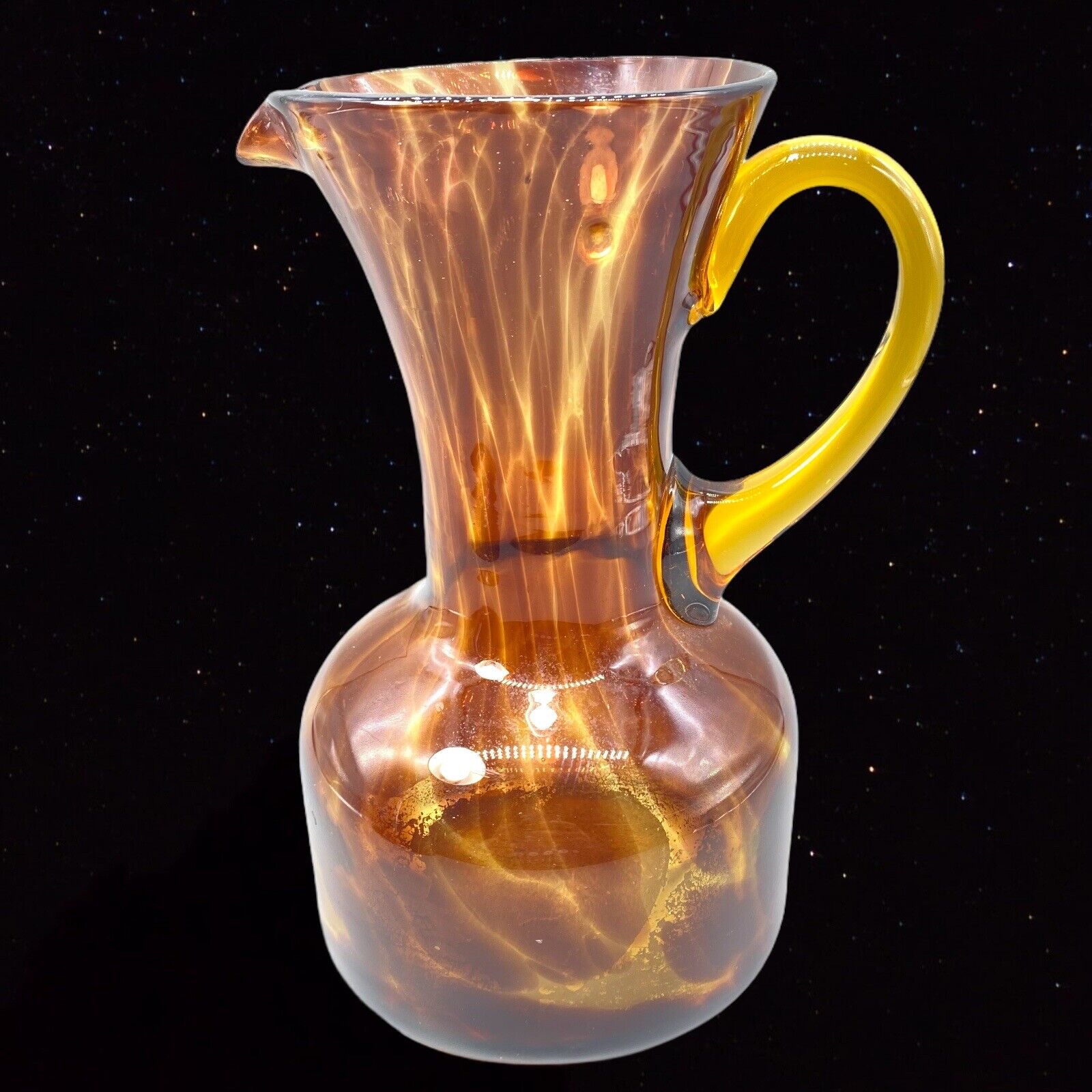 Vintage Murano Style Pitcher Carafe Art Glass Tall Art Glass 8.5”T 4”W