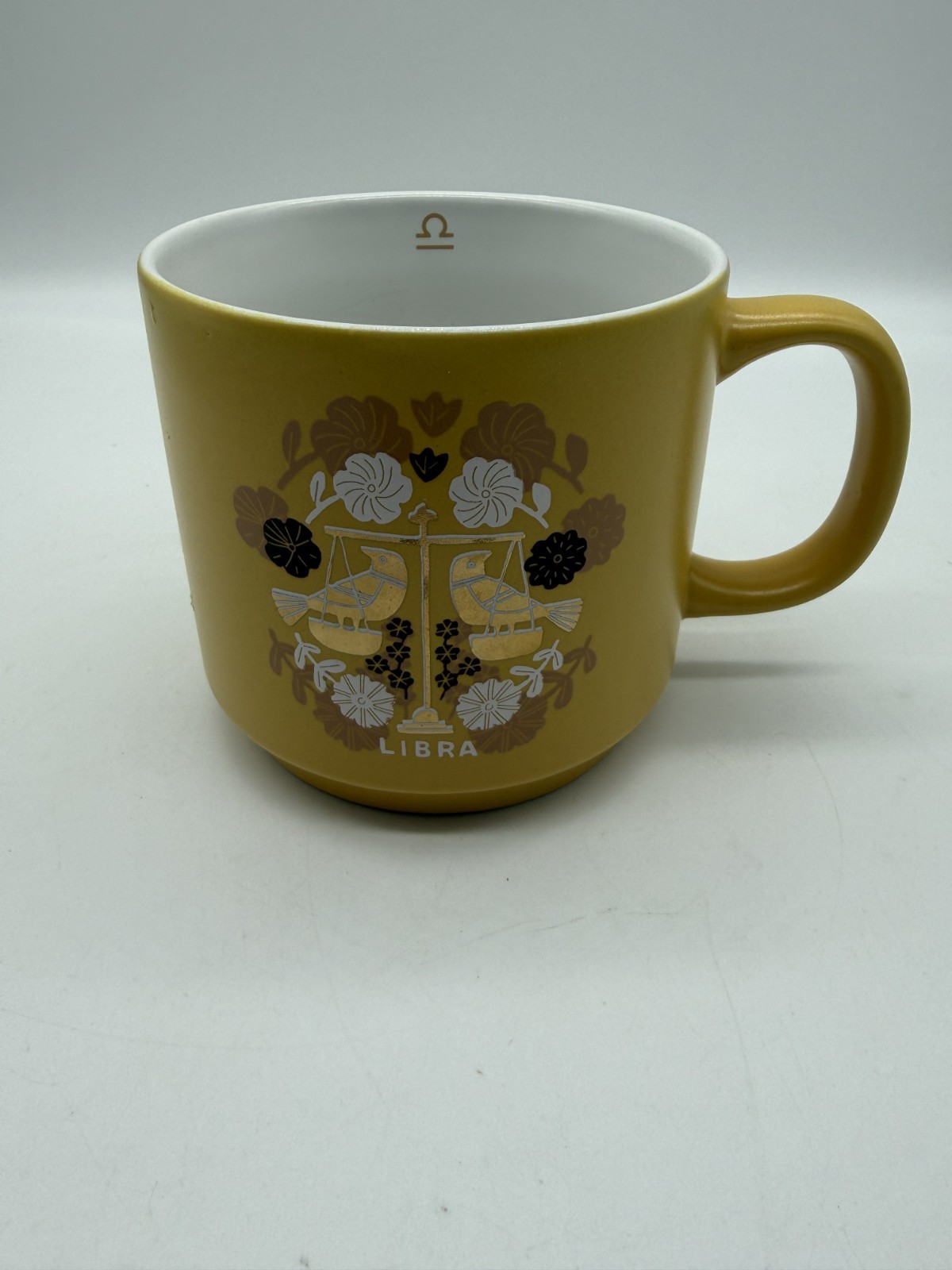Vintage MCM Libra Zodiac Coffee Cup Yellow
