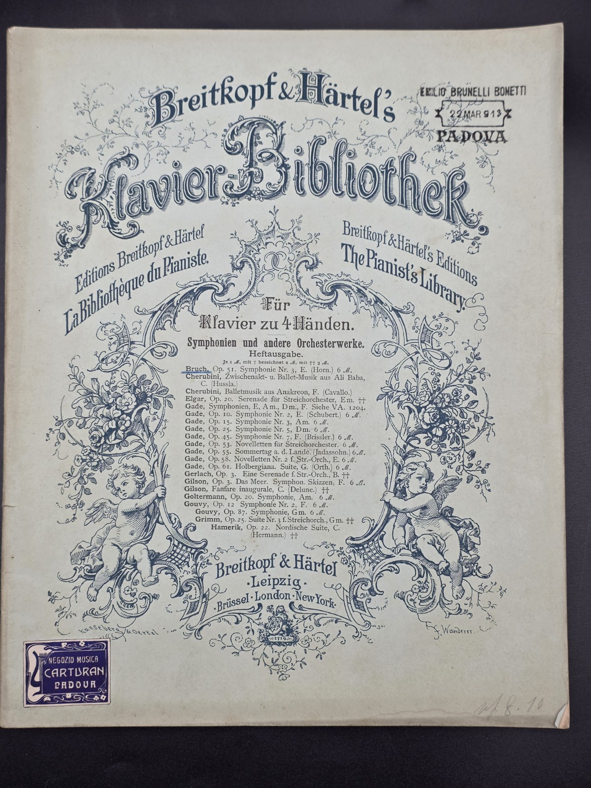 Lot of 2 Antique Breitkopf & Härtel Max Bruch Original 1800s Music Sheet Music