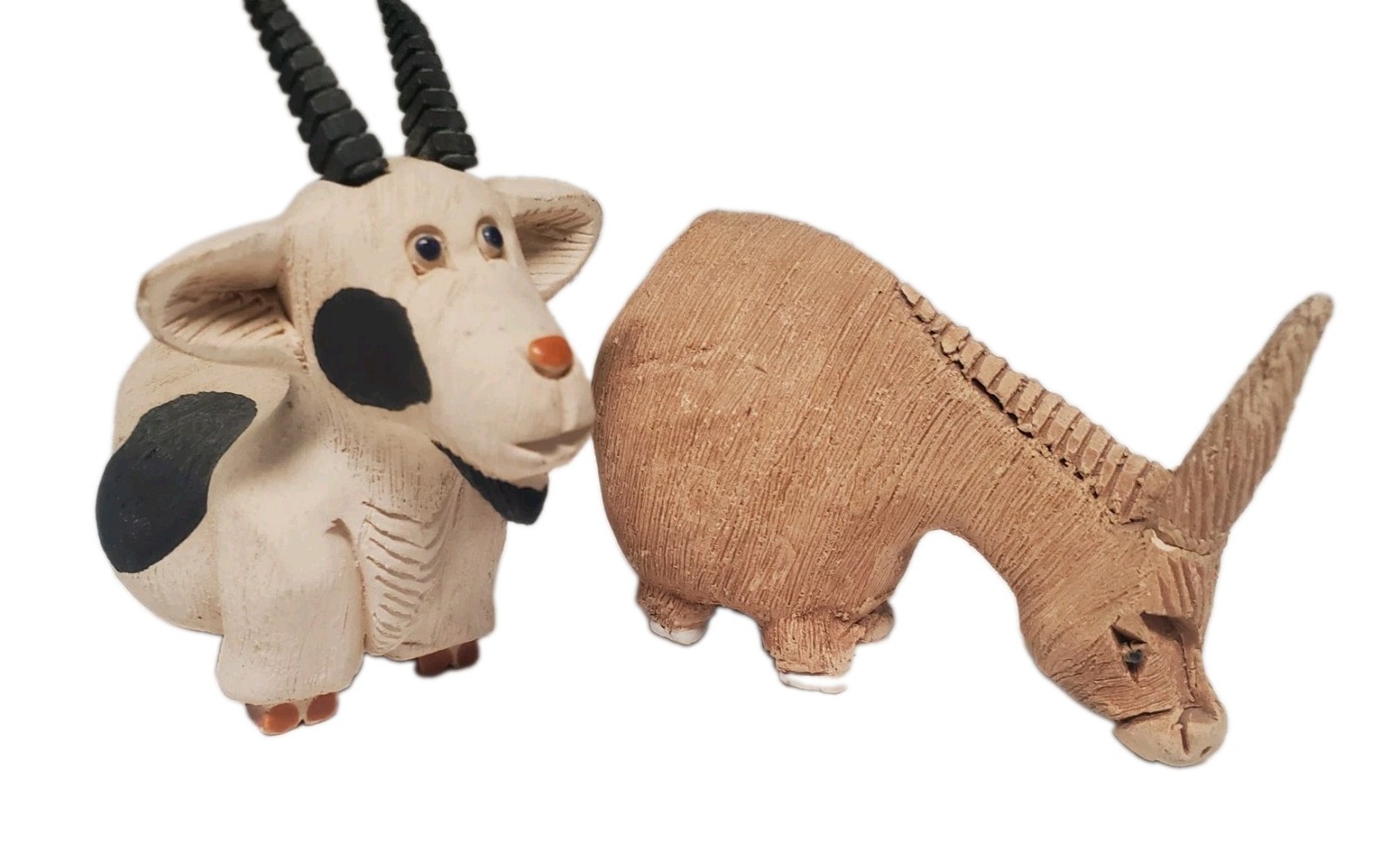 VTG Artesania Rinconada Billy Goat & Donkey Pair Figurine Uruguay Signed #37 #36