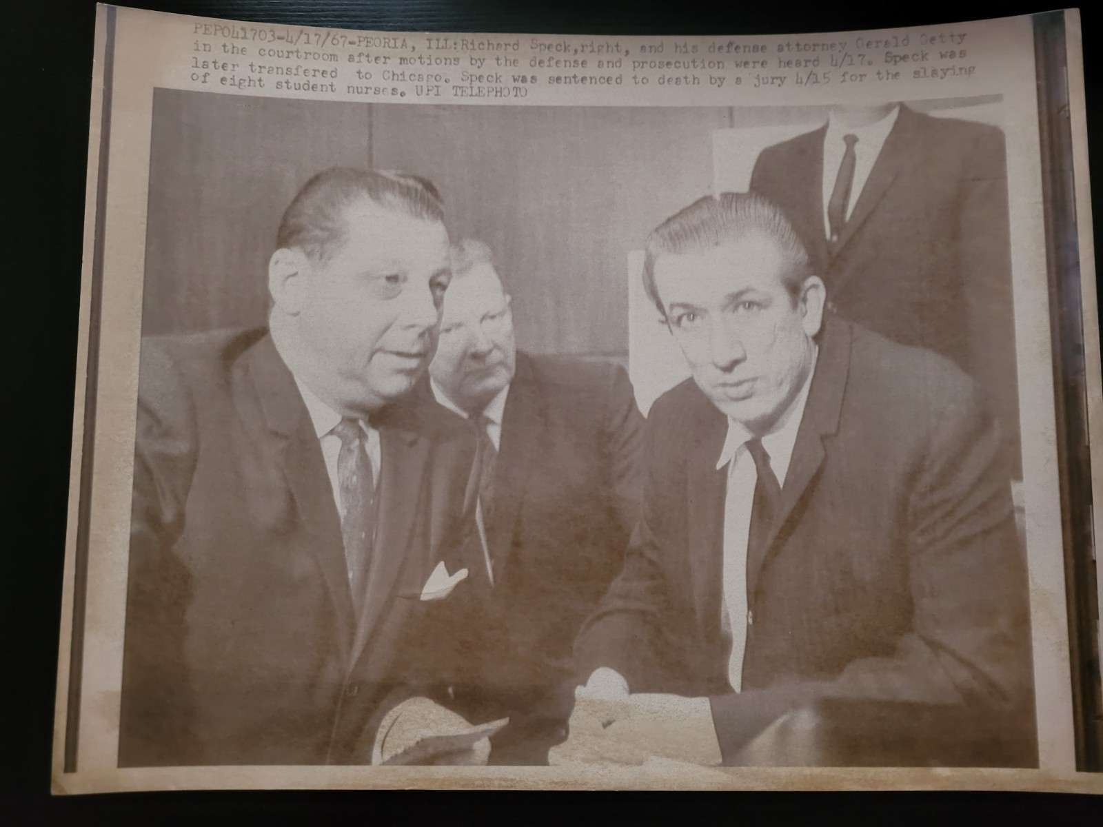 1967 Richard Speck Trial UPI Telephoto Press Photo Original Vintage Crime Art