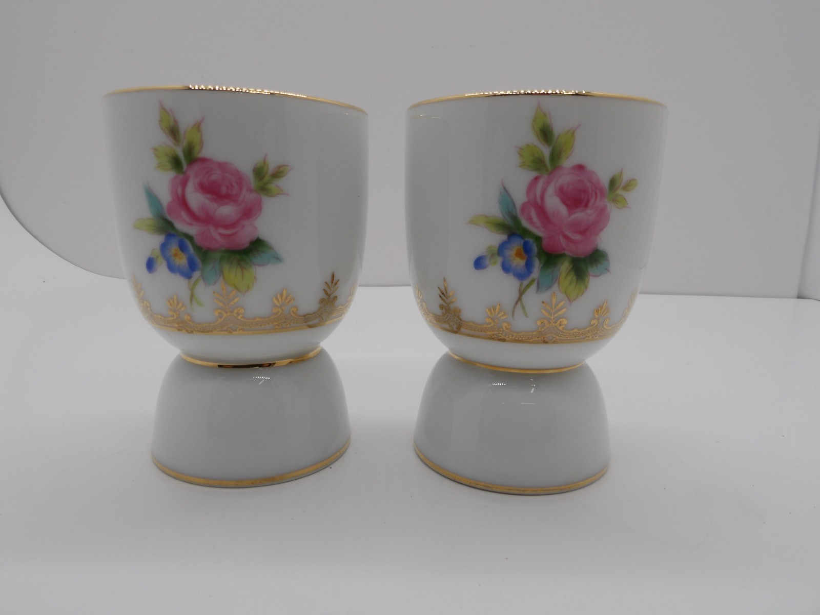 2 Vintage Noritake Gold Trim w/ Roses Egg Cups