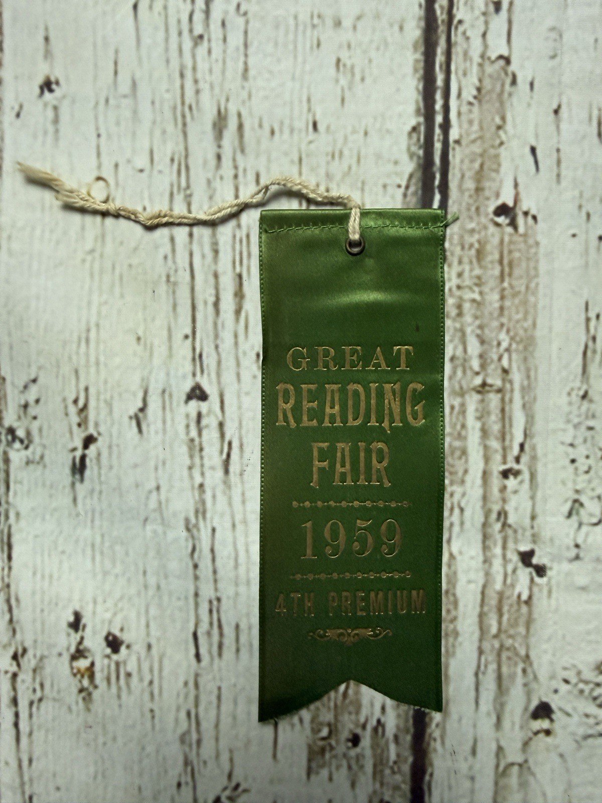 VTG Great Reading Fair 1959 4th Premium Award Show Prize Ribbon Reading PA