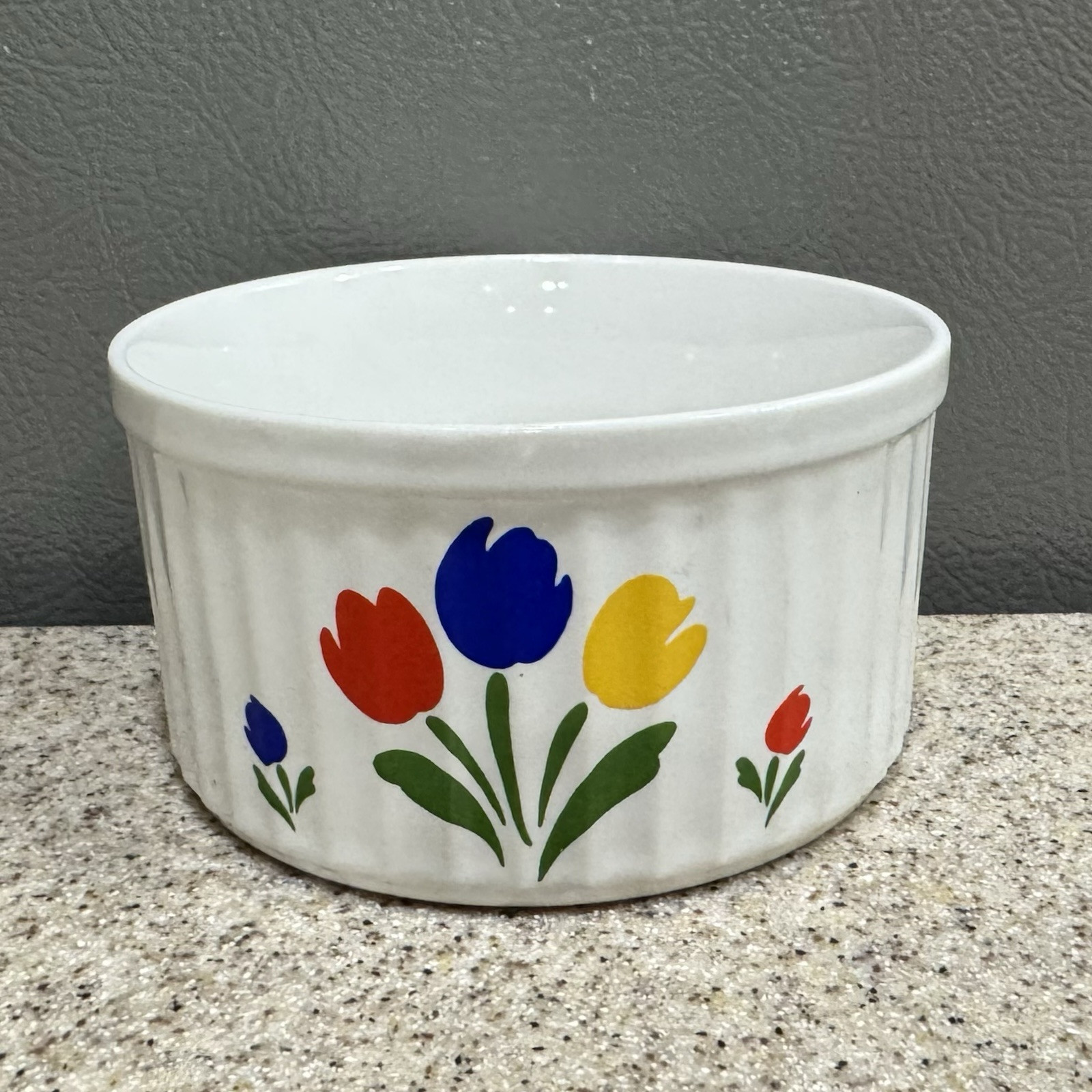 Vtg Stoneware Ramekin Bowl TULIP TYME Pattern 4\