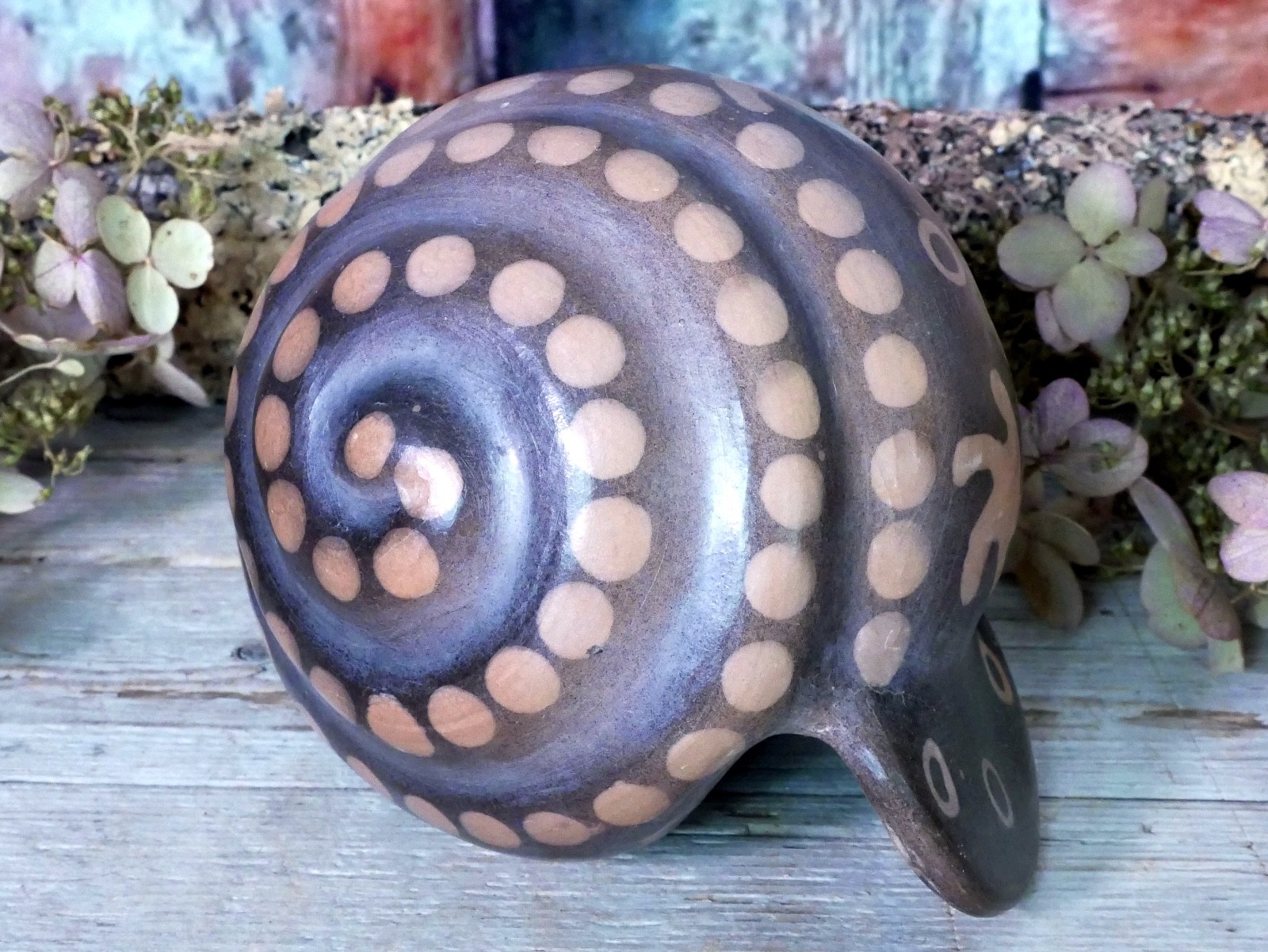 Brown Clay Conch Shell Pre-Columbian Symbol Handmade Michoacán Mexican Folk Art