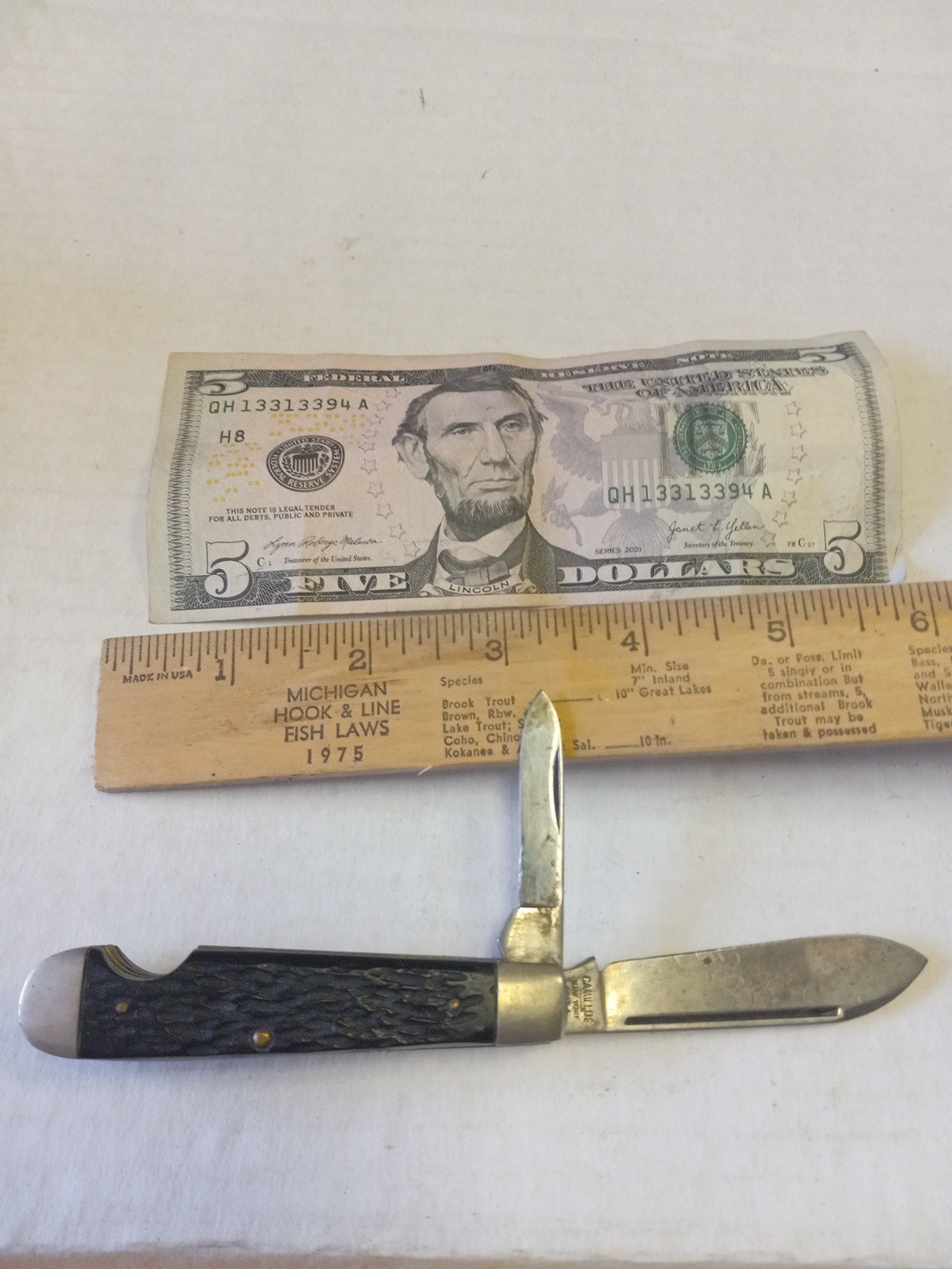 Vintage Black Chrome Pocket Knife Camillus No.33 Easy-Opener 2 Blade