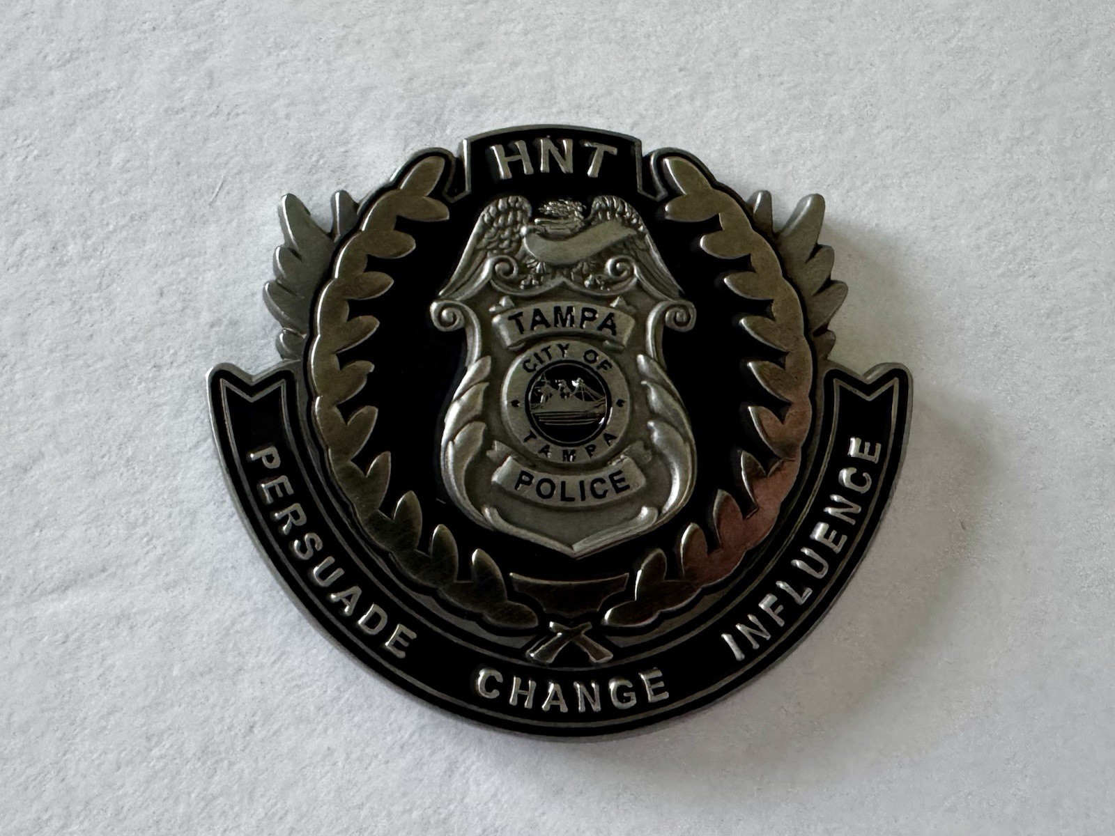 Tampa Police HNT Challenge Coin Hostage Negotiation Team Tempus Fugit Owl Rare