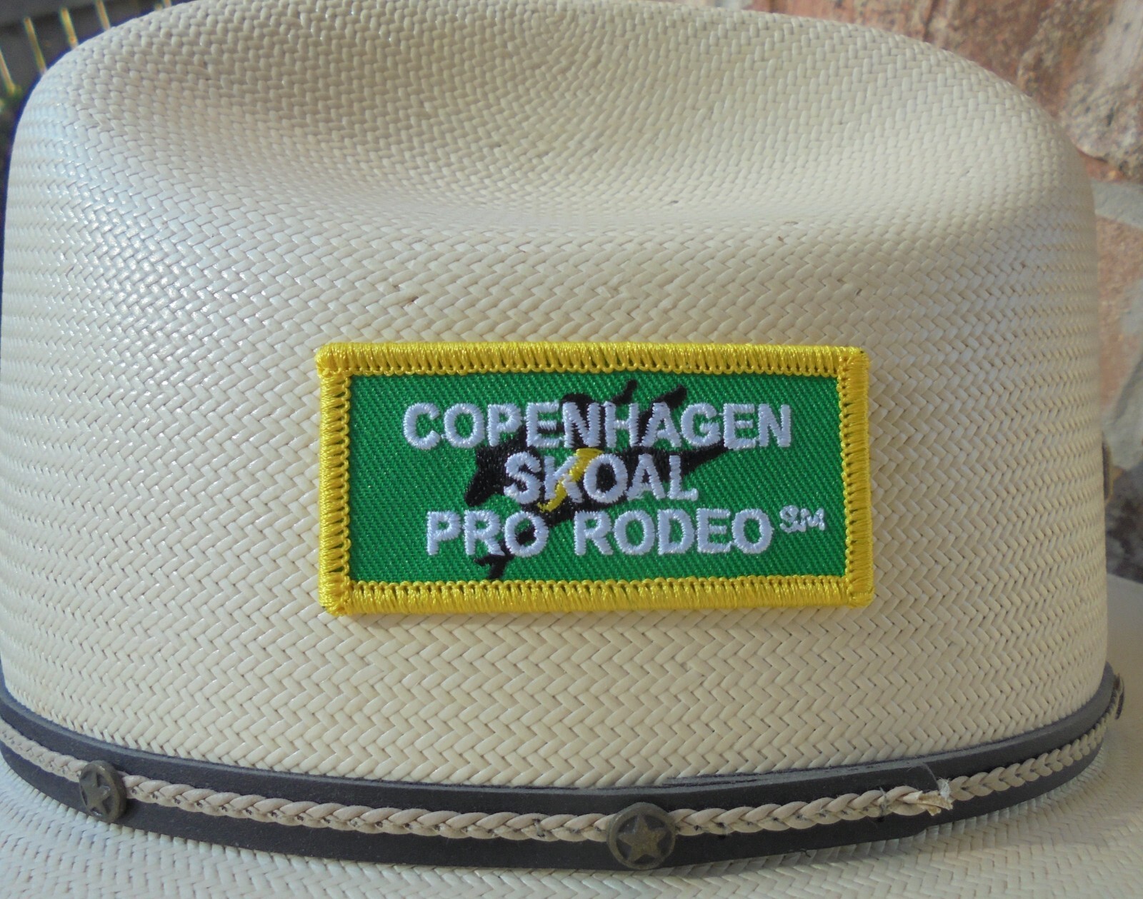 COPENHAGEN- SKOAL PRO-RODEO ADHESIVE BACK CLOTH PATCH 2.75 BY 1.5\