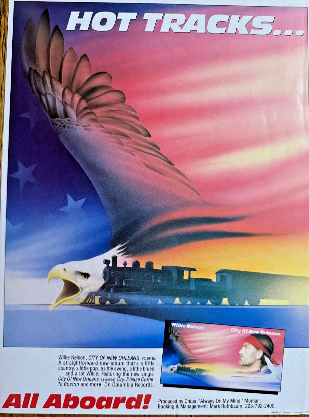 1984 Advertisement Willie Nelson LP City of New Orleans ** Wall Art **