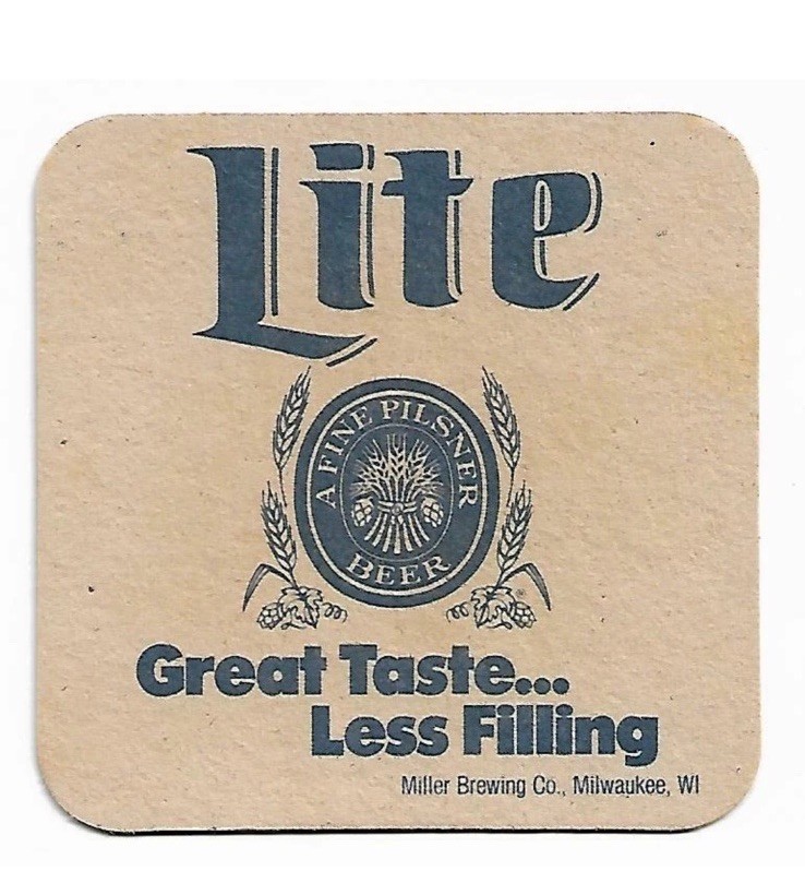 Vintage Miller Lite Great Taste... Less Filling Beer Coasters Pack Of 10 Vintage Miller Lite Great Taste... Less Filling Beer Coasters Pack Of 10