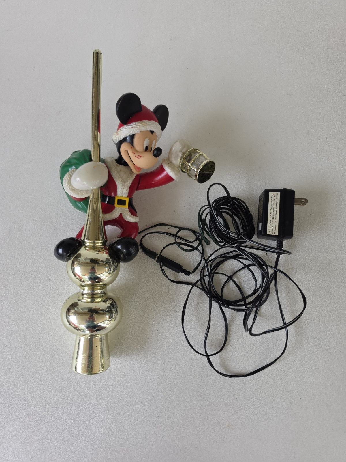 Vintage 1995 Mr. Christmas Mickey Mouse Santa Lighted Animated Tree Topper Works