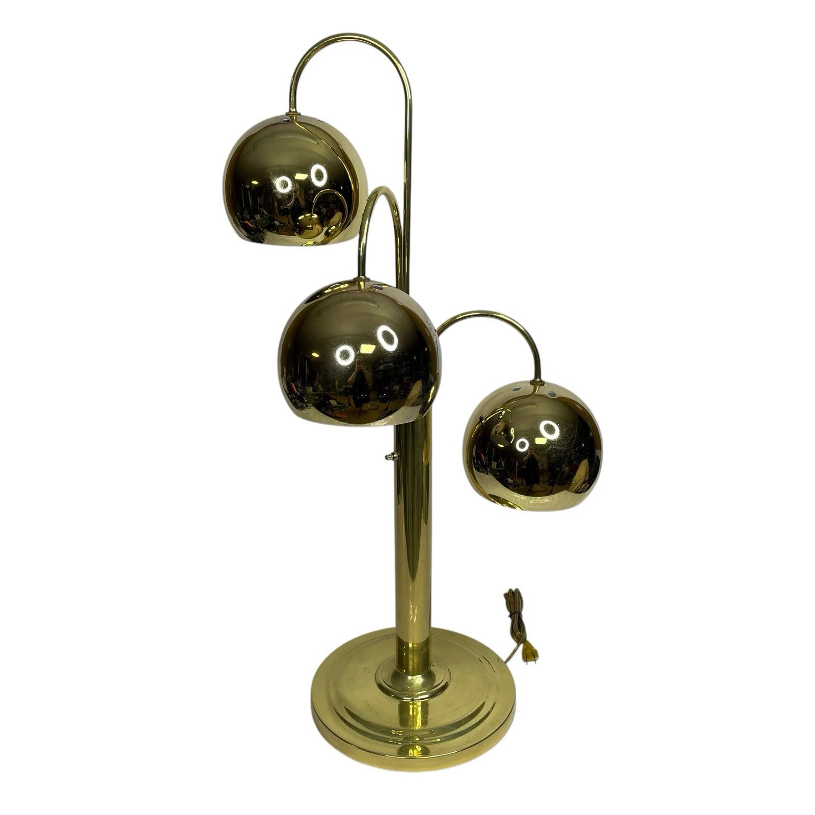 VTG Mid Century Modern Brass 3 Tiered Waterfall Eyeball Modernist Orb Table Lamp