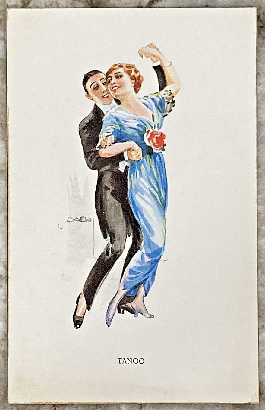 TANGO Couple Dancing Art Signed Luis Usaba Glossy DB Postcard B188