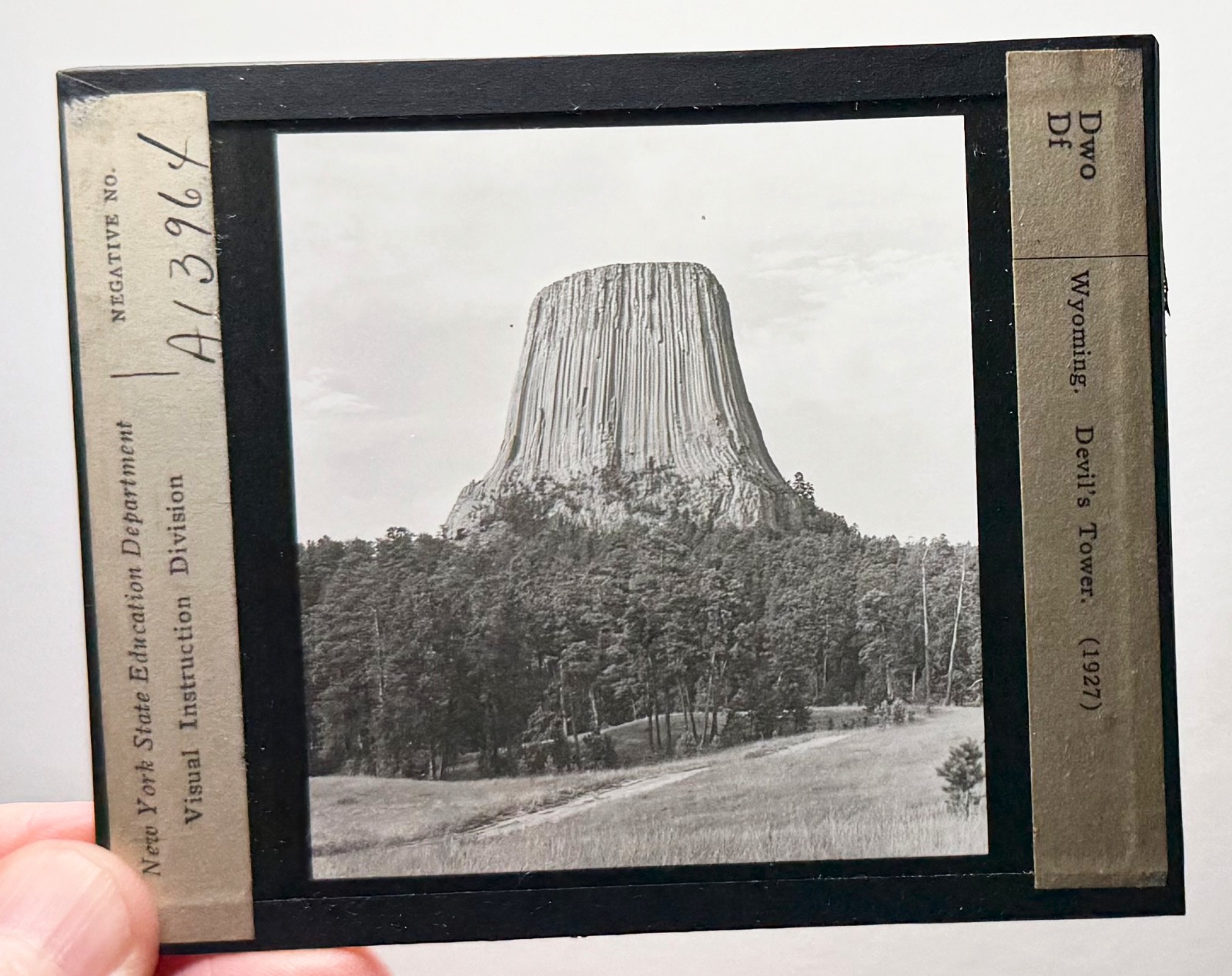 Wyoming Devils Tower 1927 magic  lantern GLASS SLIDE