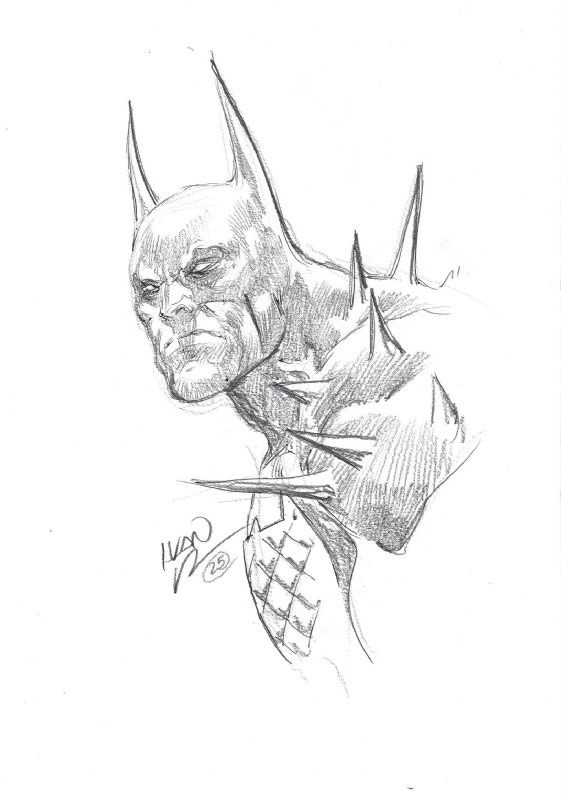 DC Artist Ivan Reis Absolute Batman Original Art Pencil Drawing Sketch bust 9x12