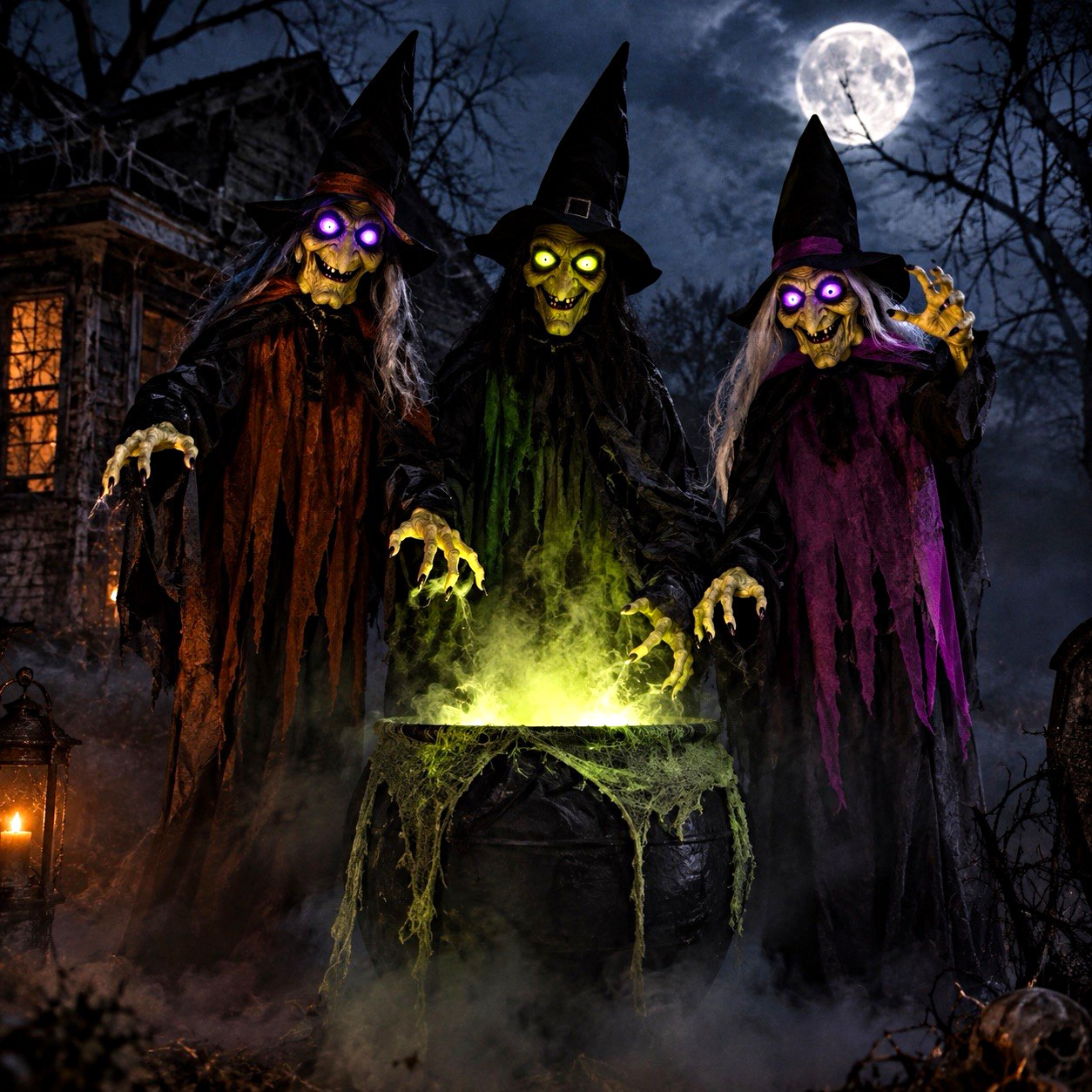 Haunted Hill Farm 5.91-ft Freestanding Talking Lighted Willow, Wilma and Winney