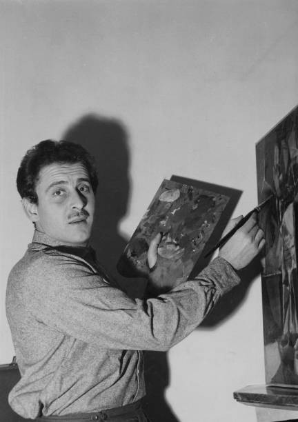 Italian singer songwriter and actor Domenico Modugno painting 1960 Old Photo