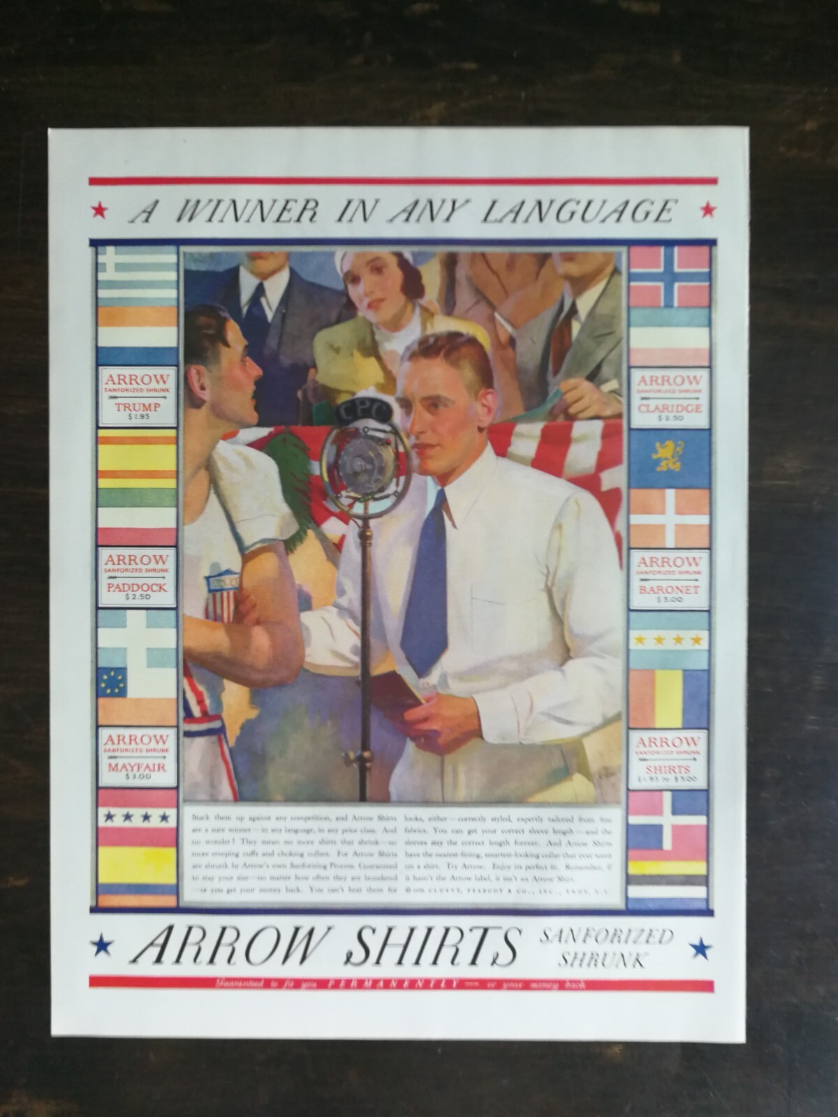 Vintage 1932 Arrow Shirts Full Page Original Ad 424 B