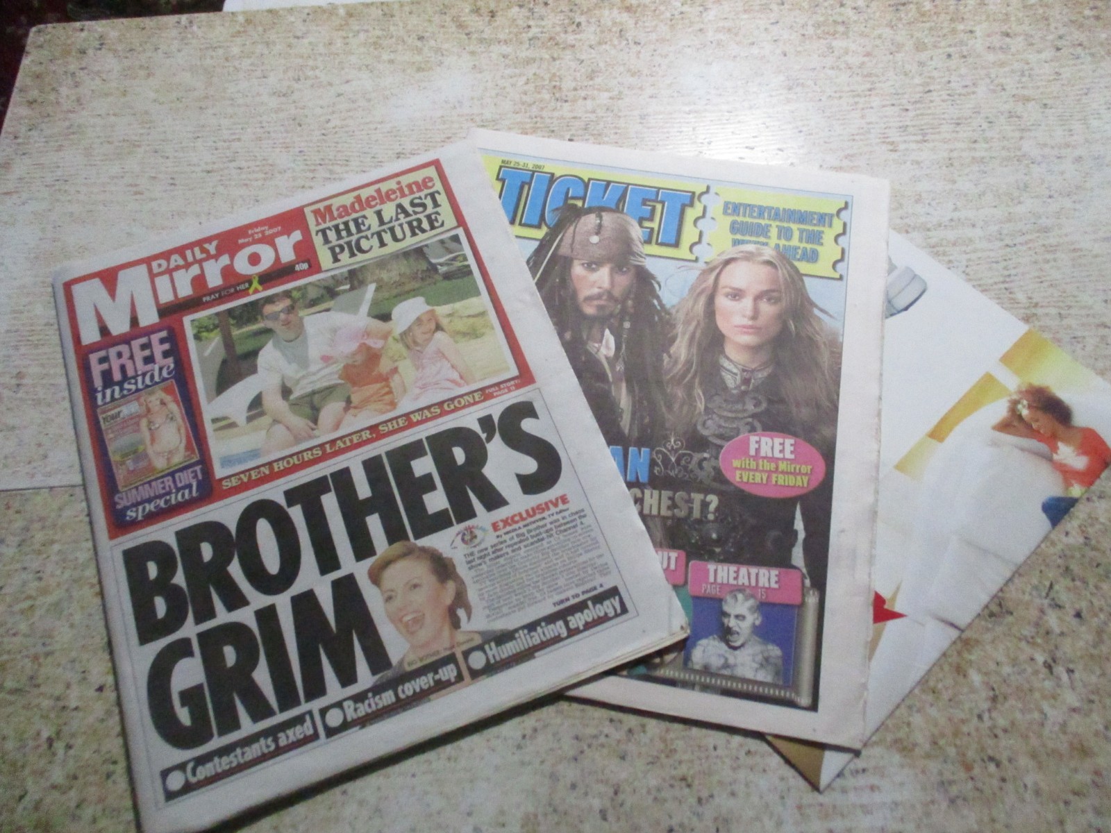 May 25th 2007, DAILY MIRROR, Madeleine McCann, Sammy Winward, Lydia Beshenivsky.