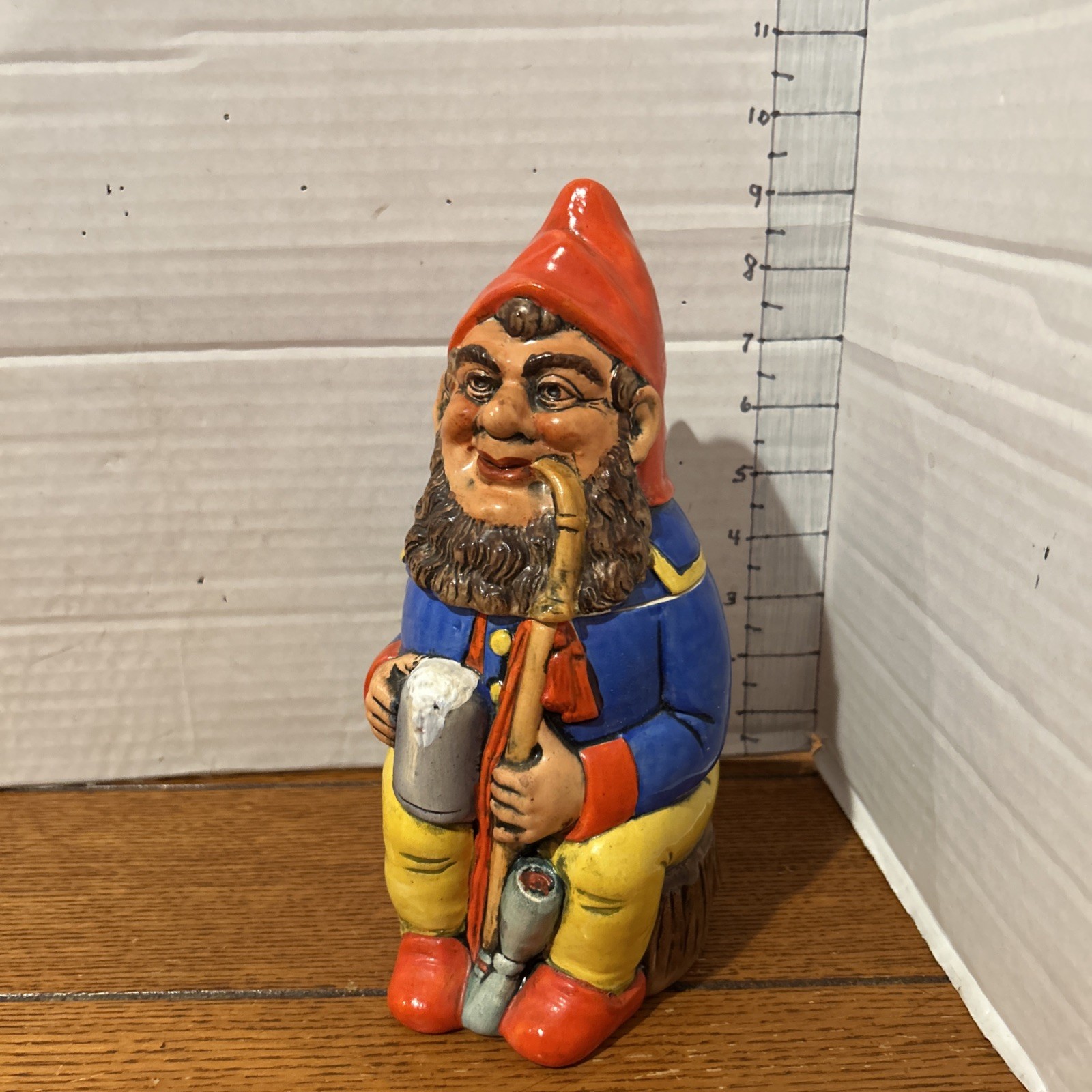 Rosskopf & Gerz Gnome Smoking Pipe .5 L Ceramic Antique Beer Stein West Germany Rosskopf & Gerz Gnome Smoking Pipe .5 L Ceramic Antique Beer Stein West Germany