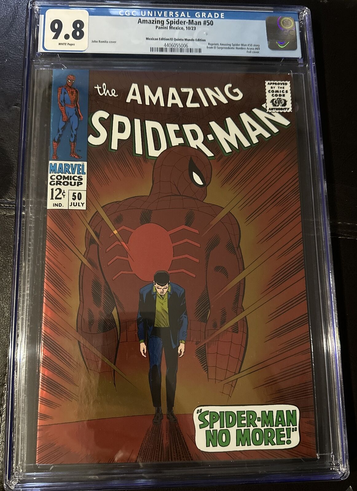 Amazing Spider-Man #50- Mexico FOIL Reprint of John Romita Classic Cover CGC 9.8