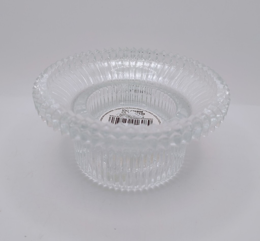 Vtg Reversible Pillar Taper Candle Holder Ribbed Crystal Indiana Glass Sawtooth