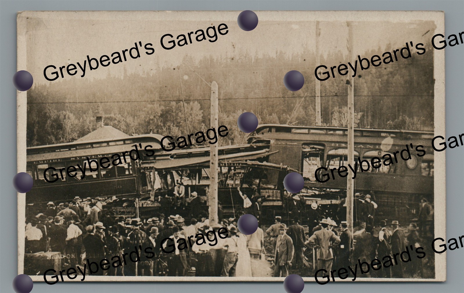 RPPC Spokane & Inland Empire Railroad Wreck COEUR D\'ALENE ID Real Photo Postcard