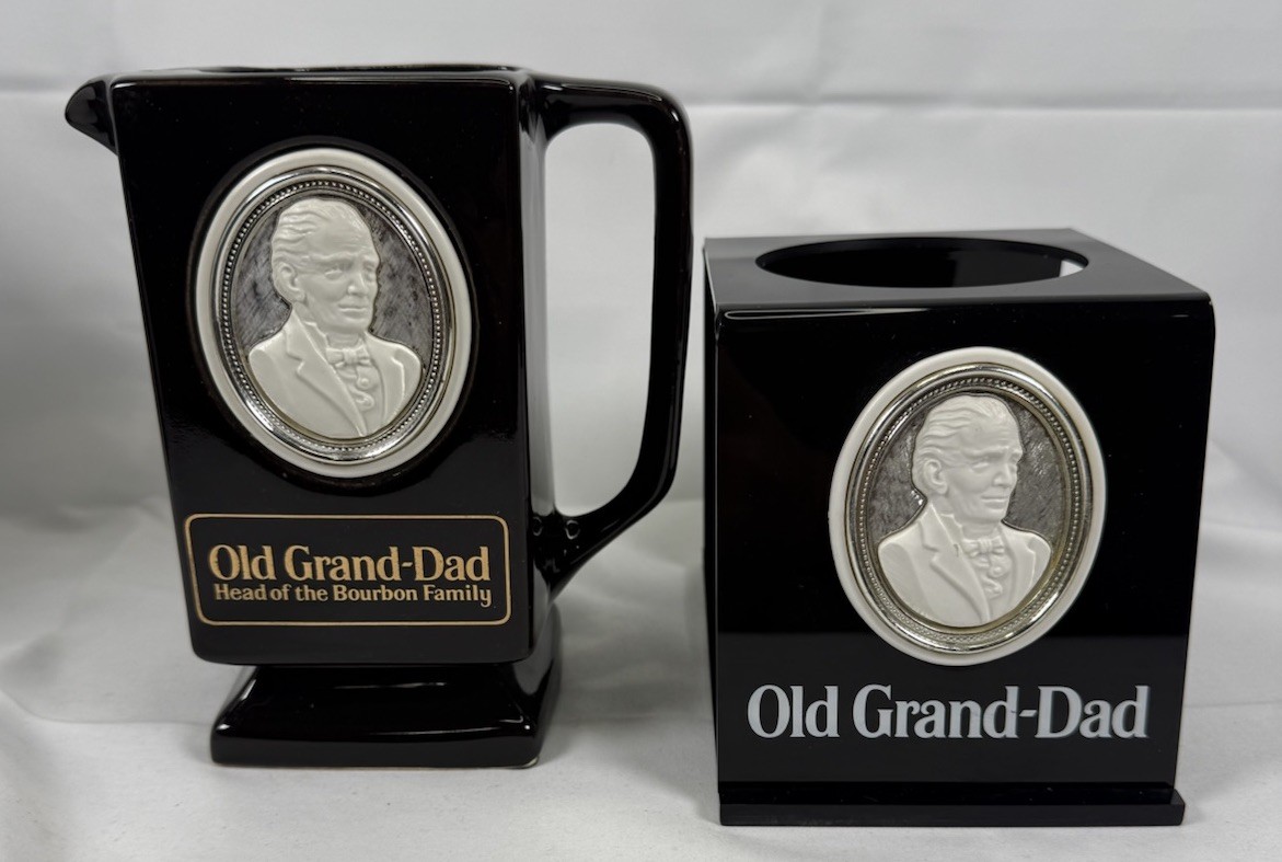 Vintage Old Grand-Dad Bourbon Advertising Ceramic Pitcher & Bottle Display