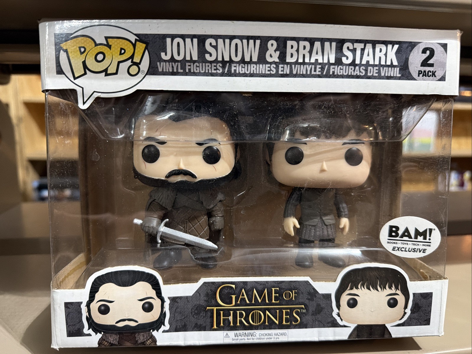 Funko Pop Game of Thrones Jon Snow & Bran Stark 2 Pack BAM Exclusive Box Wear