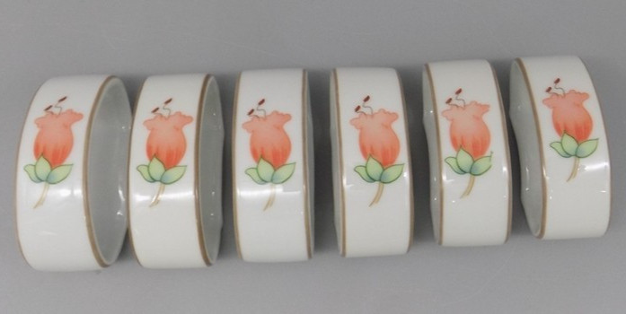 New APILCO Virginie Napkin Rings Porcelaine Deshoulieres France Vintage in Box
