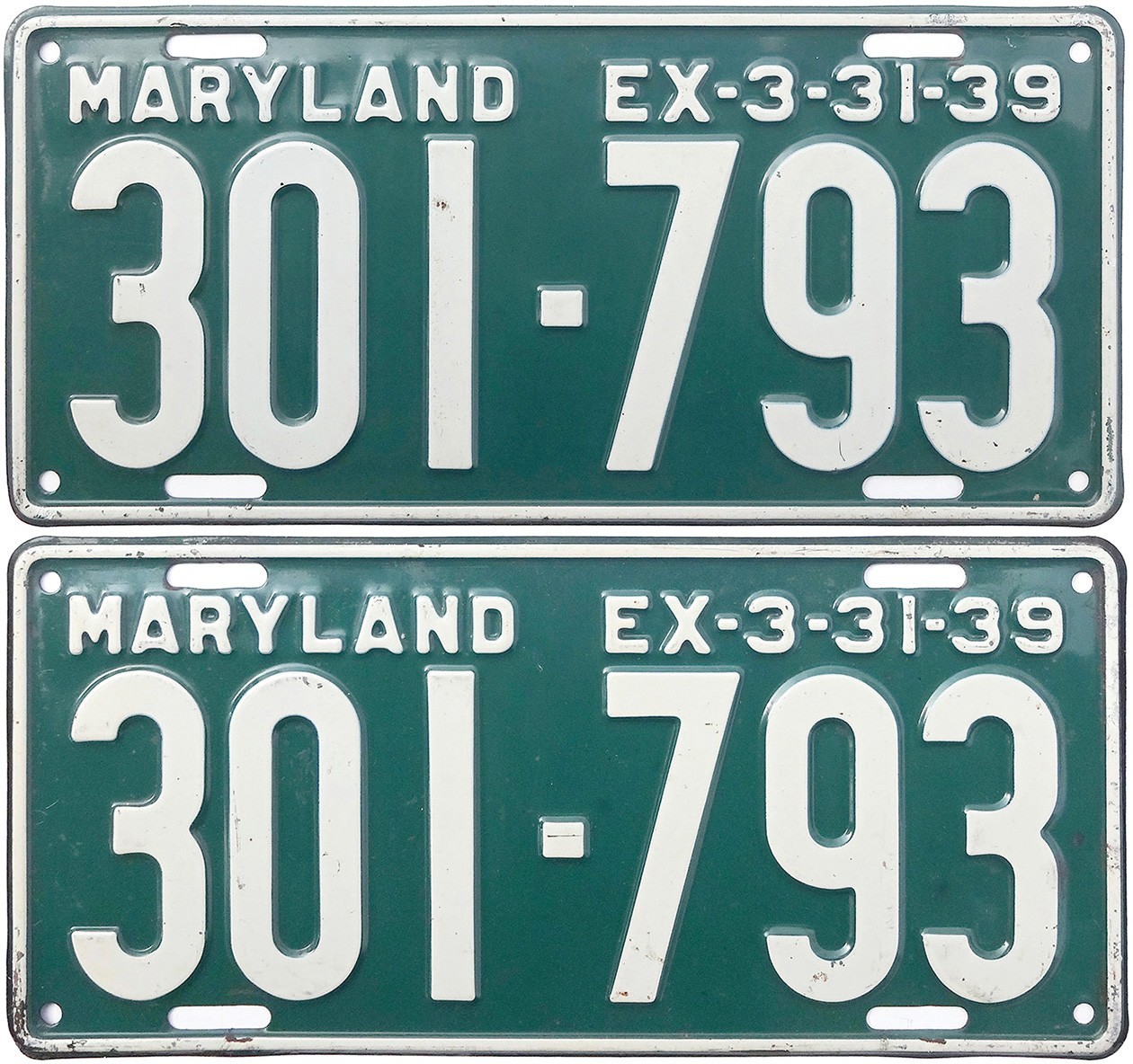1938 1939 MARYLAND license plate PAIR (GIBBY CHOICE) 1938 1939 MARYLAND license plate PAIR (GIBBY CHOICE)