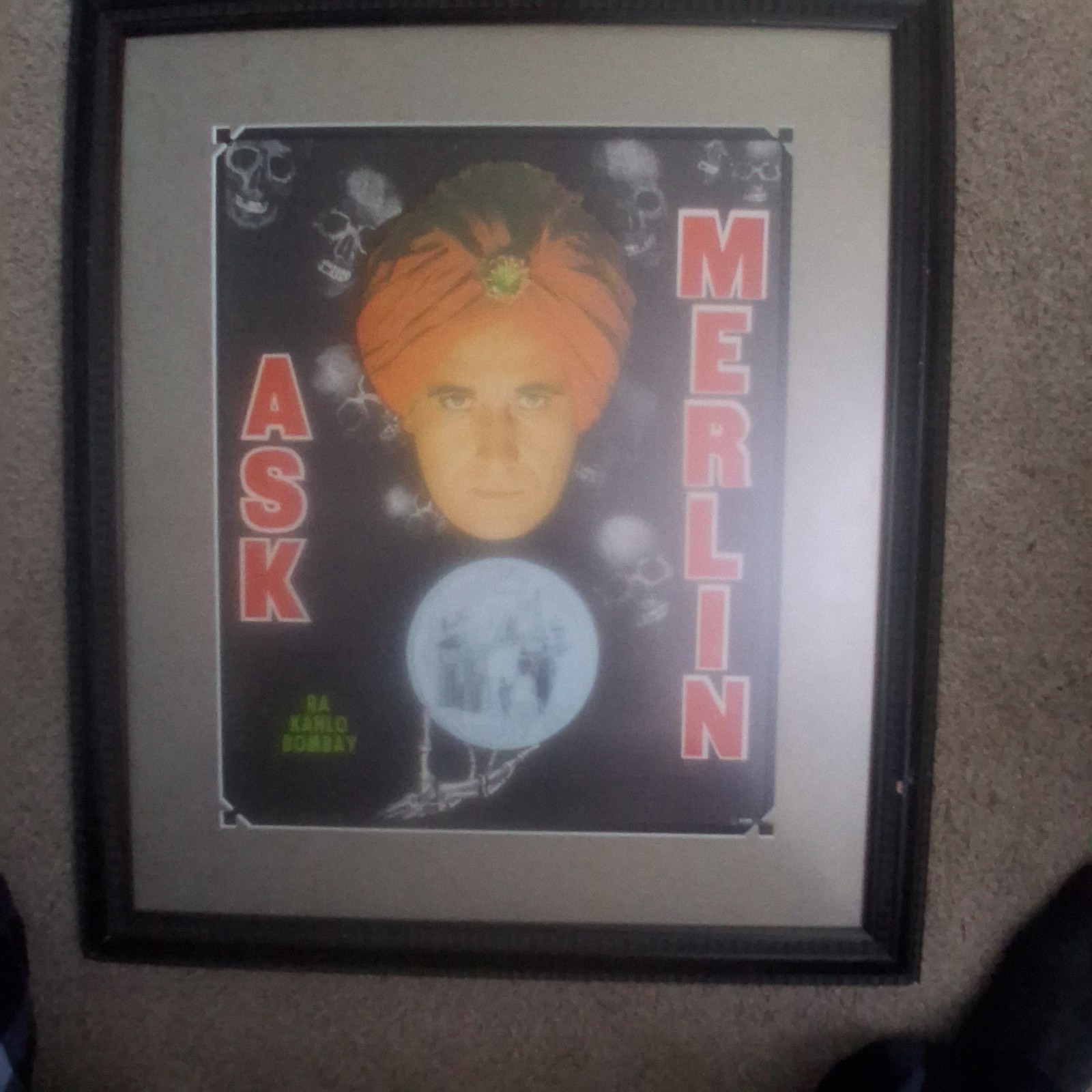 Vintage Ask Merlin Magic Poster Framed Ra Kahlo Bombay Mentalist Magician Art Vintage Ask Merlin Magic Poster Framed Ra Kahlo Bombay Mentalist Magician Art